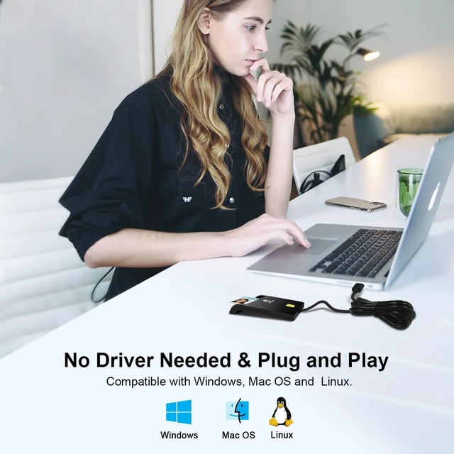 Alt view image 2 of 7 - CAC Card Reader Military USB Smart Card Reader for Windows Mac