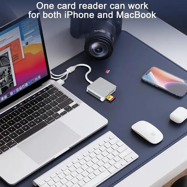 Alt view image 6 of 7 - 5-in-1 Memory Stick Pro Duo Adapter USB C SD Card Reader for iPhone with Lightning/USB-C/USB 3.0 Connectors Compatible with SD/Micro SD/MS/CF/XD Cards Memory Stick Pro Duo Reader for Android/PC/Mac