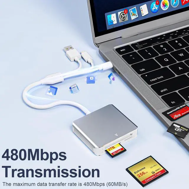 Alt view image 5 of 7 - 5-in-1 Memory Stick Pro Duo Adapter USB C SD Card Reader for iPhone with Lightning/USB-C/USB 3.0 Connectors Compatible with SD/Micro SD/MS/CF/XD Cards Memory Stick Pro Duo Reader for Android/PC/Mac