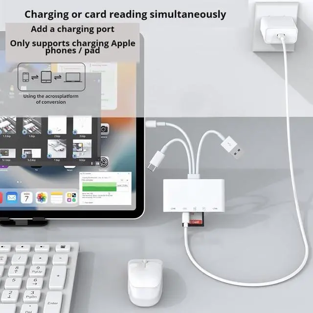 Alt view image 4 of 6 - USB OTG Adapter & SD Card Reader 5-in-1 Memory Card Reader USB C and USB A Devices with PD Fast Charging for iPhone/iPad/PC/Android/Camera Supports SD/Micro SD/SDHC/SDXC/MMC Plug and Play