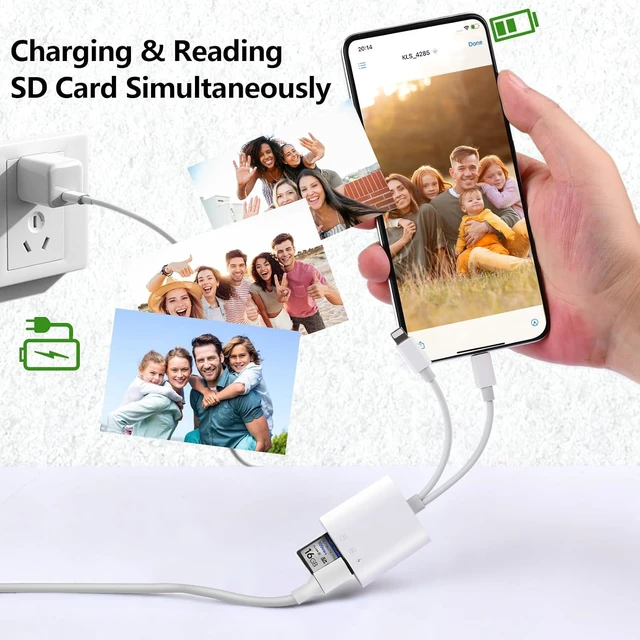 Alt view image 4 of 7 - SD Card Reader for iPhone 15 16 17 Android Memory Card Reader with Charging and Dual Slot for TF/SD iOS & TypeC Dual-Connector Card Reader for Photography No App Required Plug and Play