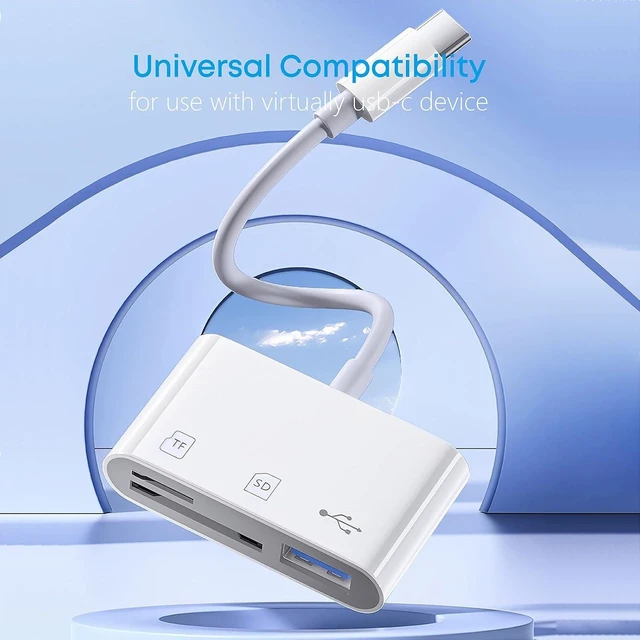 Alt view image 3 of 7 - USB C SD/TF Card Reader - 3 in 1 Type C to TF/SD/USB Disk Reader Adapter