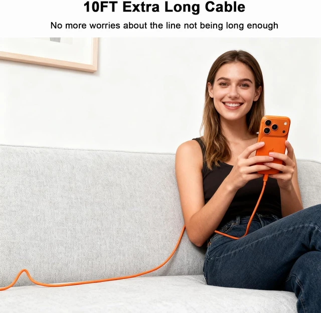 Alt view image 7 of 7 - iPhone Duo 18 17 Pro Max Charger Fast Charging 10FT 40W USB C Charger Block