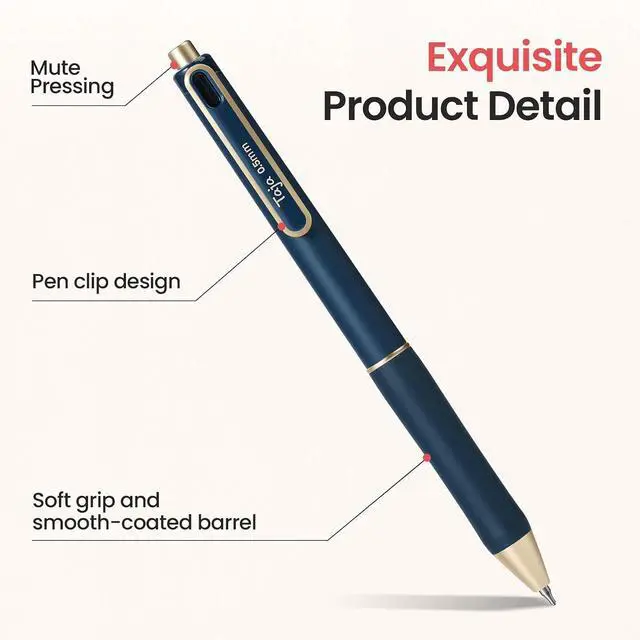 Alt view image 2 of 7 - Taja Gel Pens, 6 Pcs Quick Dry Black Ink Pens, 0.5mm Fine Point, Pastel | Retractable Pens with Soft Grip, Smooth Writing for Journaling and Note Taking, Cute Aesthetic Design for Women & Men