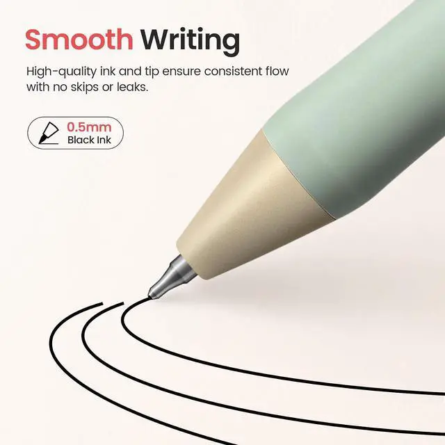 Alt view image 3 of 7 - Taja Gel Pens, 6 Pcs Quick Dry Black Ink Pens, 0.5mm Fine Point, Pastel | Retractable Pens with Soft Grip, Smooth Writing for Journaling and Note Taking, Cute Aesthetic Design for Women & Men