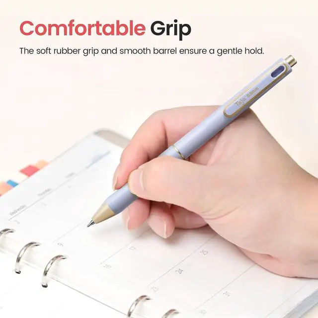 Alt view image 5 of 7 - Taja Gel Pens, 6 Pcs Quick Dry Black Ink Pens, 0.5mm Fine Point, Pastel | Retractable Pens with Soft Grip, Smooth Writing for Journaling and Note Taking, Cute Aesthetic Design for Women & Men