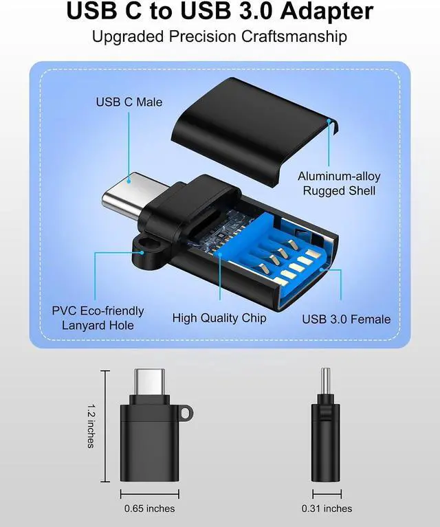 Alt view image 3 of 7 - for S26 Ultra USB C to USB A Aadpter OTG Adapter for Android A17 A16 S26 S25 Plus S25 FE S25 S24 S23 Ultra S22 S21 A36 Type C Converter for iPhone 17 16 iPad MacBook