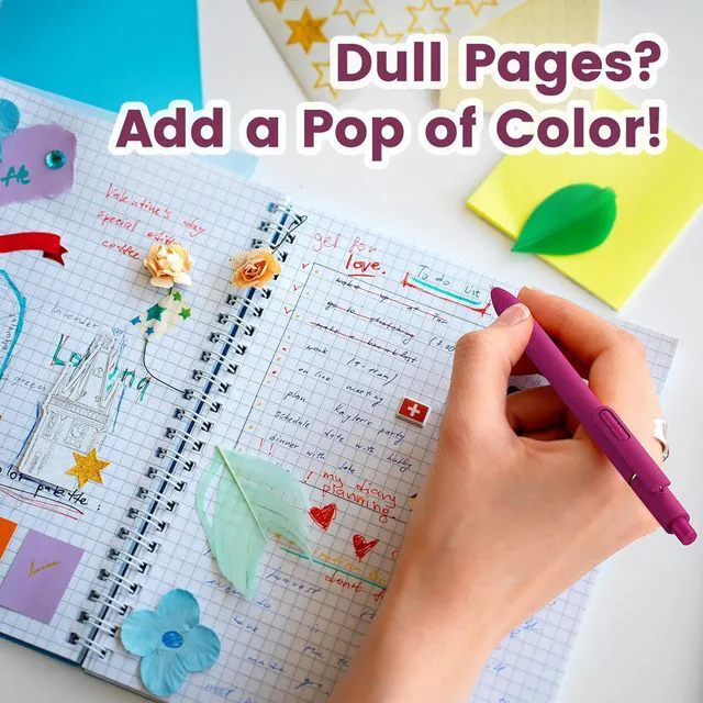 Alt view image 6 of 7 - 8 Pcs Colored Gel Pens with Fidget, Vintage Color Ink No Smudge | 0.7 Fine Point Smooth, Quick-Drying Ink, Retractable Pens for Coloring Journaling Note Taking, School Office, Student Adults