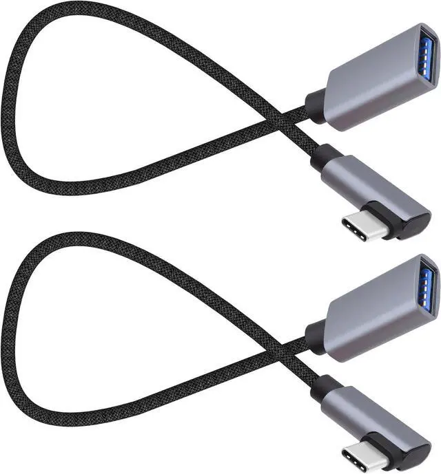 Main image of USB3.0 to Type-C OTG Adapter Cable 5GB Right Angled USB C Male to USB A Female Charge Data Transfer Connector Cable for Phone Laptop Tablet -30CM/1FT 2 Pack (Left/Right Angle)