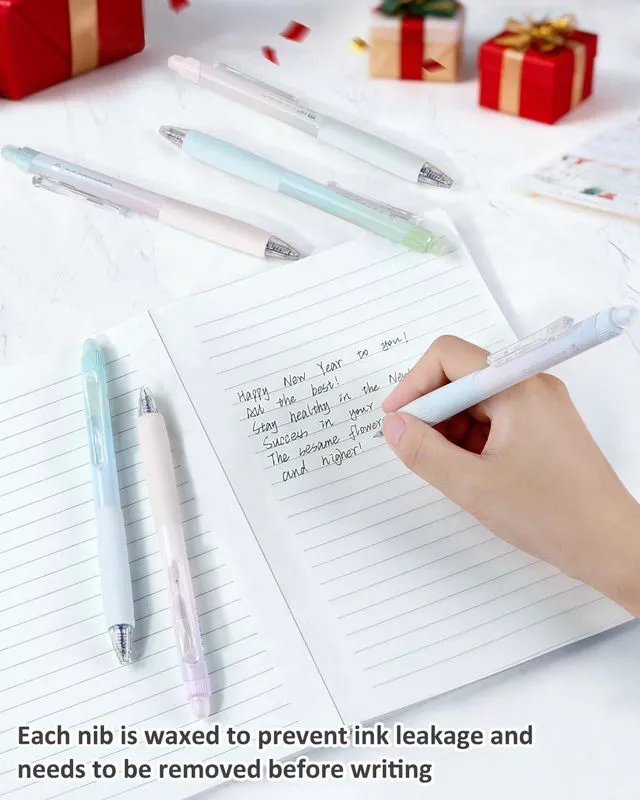 Alt view image 2 of 7 - Erasable Pens, 6 Pack Fine Point 0.5mm Black Erasable Gel Pens | 360°Rotating Erasers, Make Mistakes Disappear, Comfort Grip for Drawing, Writing, Planning, and Crossword Puzzles