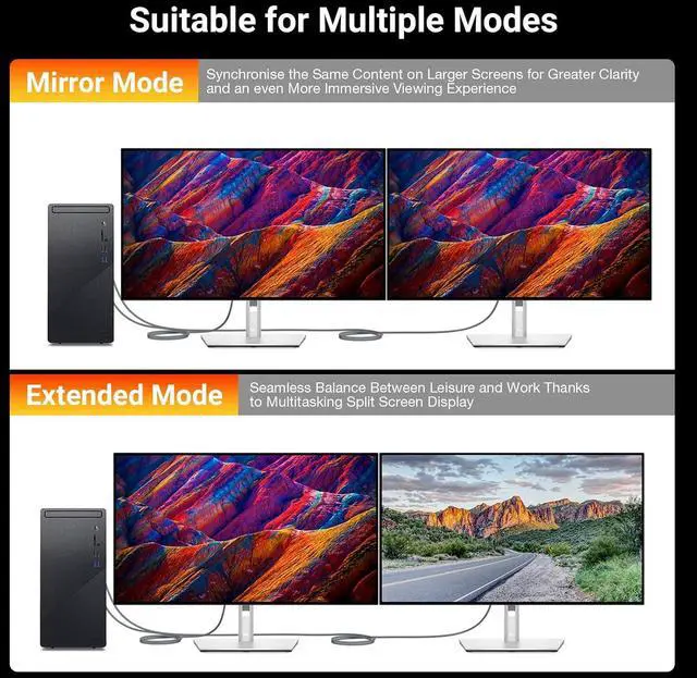 Alt view image 6 of 7 - DisplayPort to HDMI Cable 8K@60Hz 4K@240Hz/120Hz, Active DisplayPort 1.4a/2.1 to HDMI 2.1 Cable, Supports NVIDIA, VRR, G-SYNC, HDR, Dolby Vision, HDCP 2.3, DSC, RTX4090/4080, RTX5090/5080 (10ft)