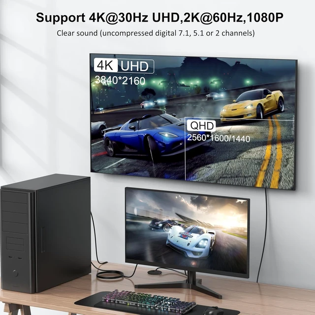 Alt view image 2 of 7 - 4K DisplayPort-DP to HDMI Cable 50FT, 4K&3D, Video/Audio, 15.24M