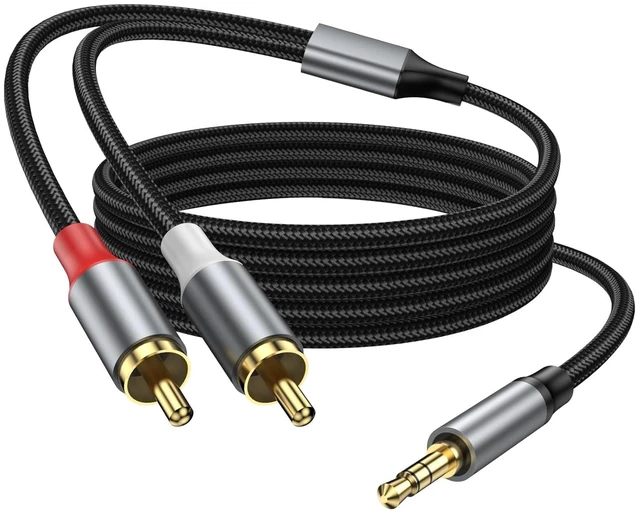 Main image of 3.5mm to 2RCA Audio Cable 16FT Auxiliary RCA Headphone Male to Male Splitter Nylon Braided Heavy Duty Shielded Aux Cable for Home Theater Speakers Turntable TV Soundbar.