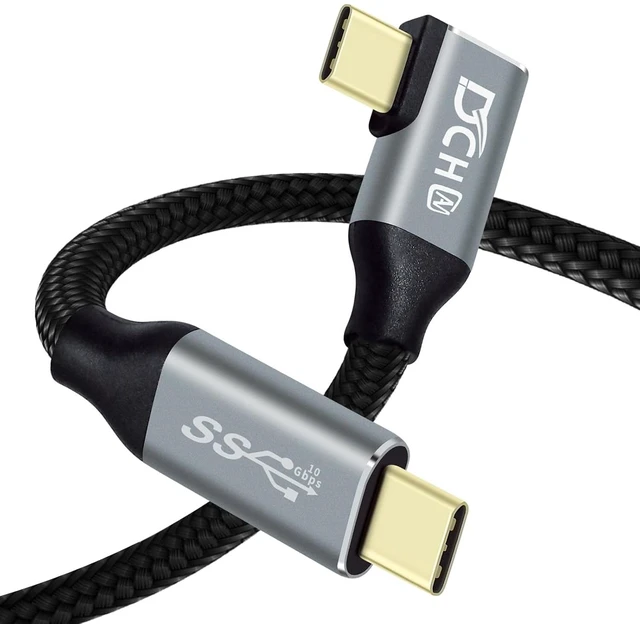 Main image of DCHAV 1.5ft 90 Degree USB C Cable 100W 4K Video Output Fast Charging 10Gbps Data Transfer 3.1 Gen 2 PD 20V 5A Nylon Braided Type C to Type C Monitor Cord Charge Phone Tablet Laptop Computer