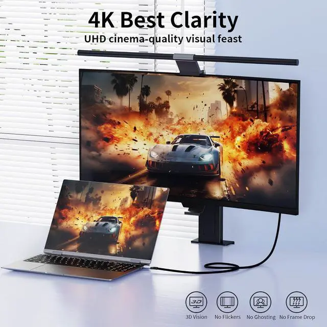 Alt view image 7 of 7 - Long 5M /16.5ft 90 Degree USB C Cable Compatible with Thunderbolt 3,Right Angle USBC 3.2 Gen 2x2 Cable 20Gbps Data Transfer,100W Fast Charging,4K@120Hz Output Display,Monitor,SSD,Docking.
