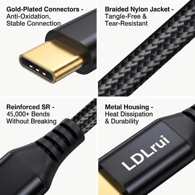 Alt view image 6 of 7 - LDLrui USB4 Straight & Right Angle Cable 2FT+4FT+6FT Bundle