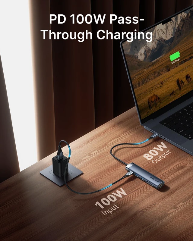 Alt view image 3 of 7 - VENTION USB C Hub, 6-in-1 Laptop Docking Station Dongle Adapter with 4K HDMI, PD 100W Charging, USB 3.0 Ports, SD/TF Card Reader, Portable Aluminum Plug & Play for MacBook Pro, Laptop/HP/DELL