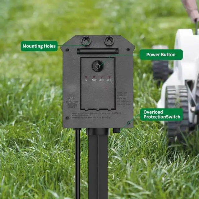 Alt view image 2 of 7 - Tiffcofio Outdoor Remote Control Power Strip, 15FT Extension Cord Waterproof, Independent Control Outlets, 6 Grounded Outlets for Outdoor Decorations, 14 AWG, 15A/1875W, ETL Listed (15 FT)