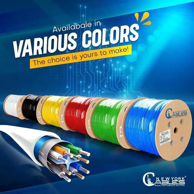 Alt view image 6 of 7 - NewYork Cables | Cat6 Plenum Shielded 1000FT (CMP) Overall Foil Shield (F/UTP) | 100% Solid Bare Copper | 23 AWG, 550MHz Certified Fire-Resistant Bulk Cat 6 Cable for Extreme Performance (White)