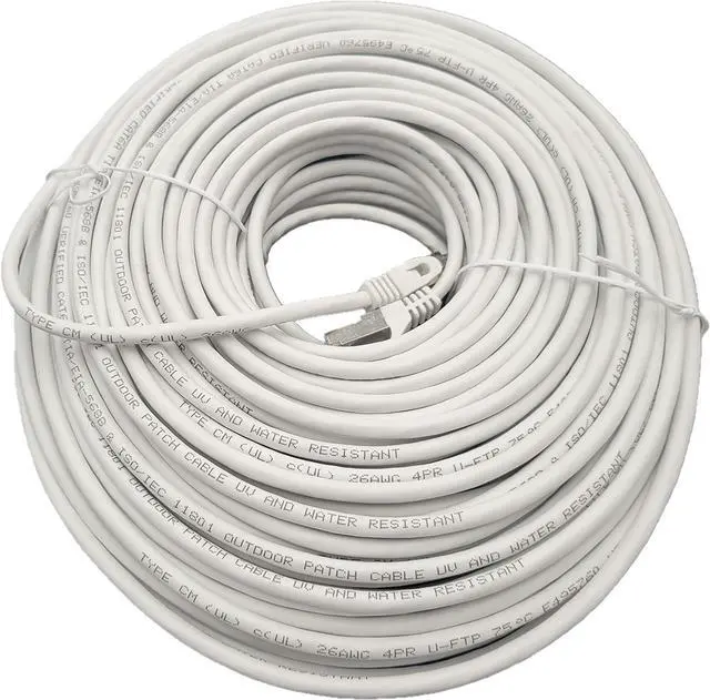 Main image of Micro Connectors 150 Feet CAT6A Industrial Outdoor-Rated Shielded Ethernet (26 AWG) Cable-White (E09-150W-OUT)