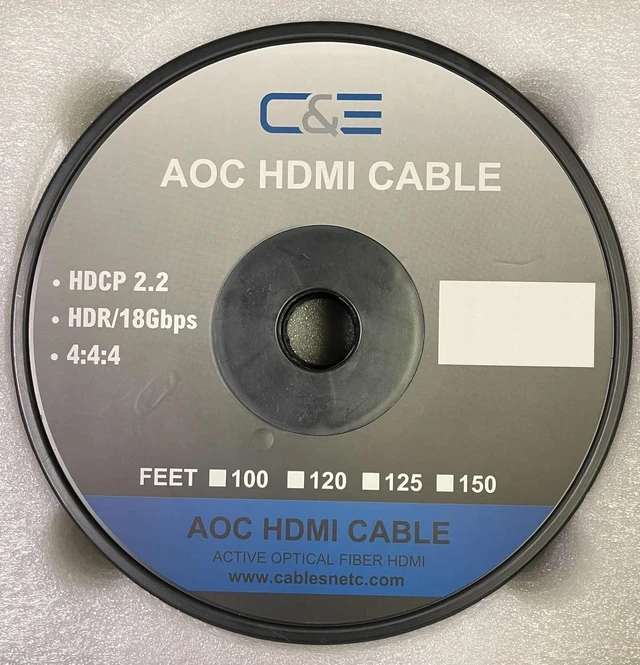 Alt view image 2 of 7 - 125 FT (38.1 M) High Speed HDMI Cable Male to Male with Ethernet Black (125 Feet/38.1 Meters) Built-in Signal Booster, Supports 4K 30Hz, 3D, 1080p and Audio Return CNE618982