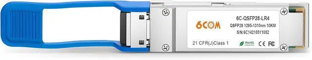Alt view image 2 of 5 - 6COMGIGA 100GBASE-LR4 QSFP28 1310nm 10km DDM SMF Transceiver, 100 Gigabit Single-Mode QSFP28 LC Module Compatible with Cisco QSFP-100G-LR4-S