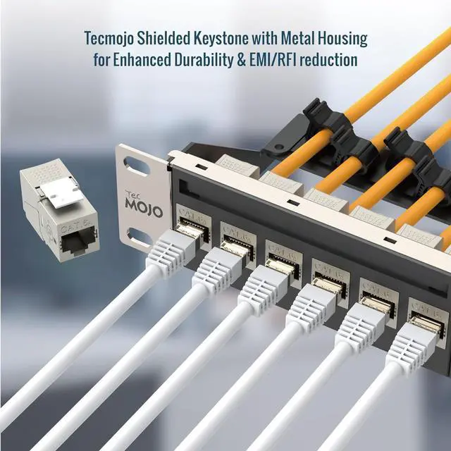 Alt view image 4 of 7 - UL Listed 10Gbps Cat6A Shielded Keystone Jack Insert 25 -Pack, 180 Degree Punch Down RJ45 Keystone Jack Adapter Slim Profile for Patch Panel & Wall Plate, Sliver