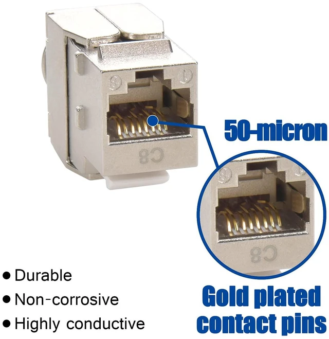 Alt view image 4 of 6 - Cat.8 RJ45 Tool Less Shielded Keystone Jack, Ethernet Cable Jack, 22AWG-24AWG, 40Gbps, 2000MHz, 2GHz, Easy Termination, Tool Free (6-Pack)