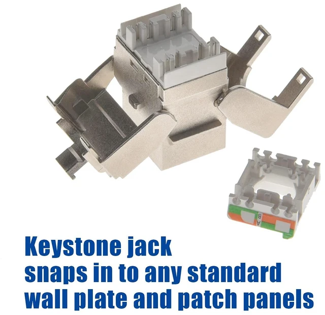Alt view image 5 of 6 - Cat.8 RJ45 Tool Less Shielded Keystone Jack, Ethernet Cable Jack, 22AWG-24AWG, 40Gbps, 2000MHz, 2GHz, Easy Termination, Tool Free (6-Pack)