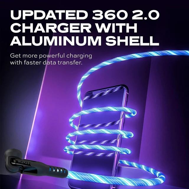 Alt view image 4 of 7 - Statik 360 Globright Pro (3ft Blue) & GaN Charger (45W)