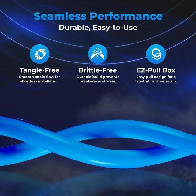 Alt view image 5 of 7 - CAT6 Plenum Ethernet Cable 1000ft 23AWG, UTP, 550MHz, 10Gbps Speed, Fire-Rated for Commercial & Residential Use Tangle-Free Pull Box (Blue)