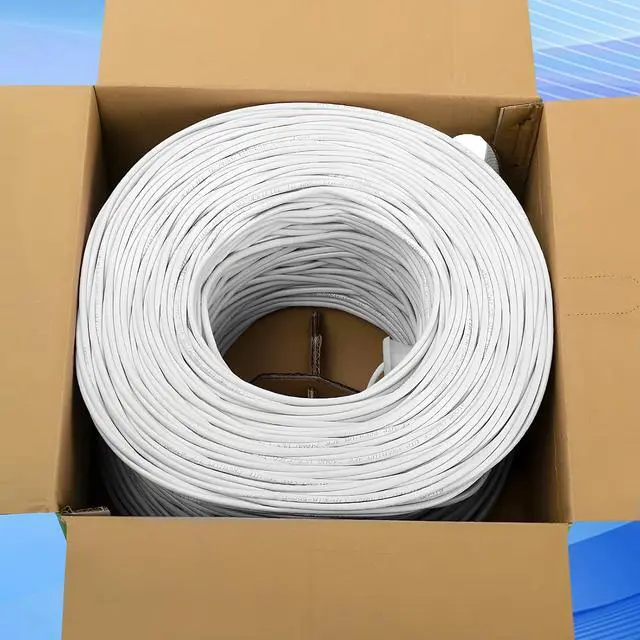 Alt view image 5 of 5 - Cat 6 Ethernet Cable 1000 ft, 23AWG 4-Pair Quality Solid Conductor Network Cables, 550 MHz, White (UTP) LAN,Unshielded Twisted Pair