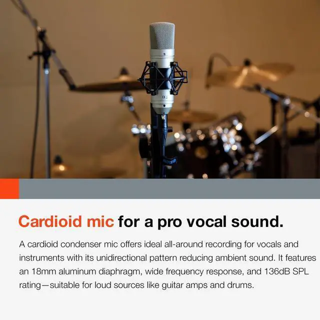 Alt view image 5 of 7 - Tascam TM-80 Large Diaphagm Condenser Microphone,Silver