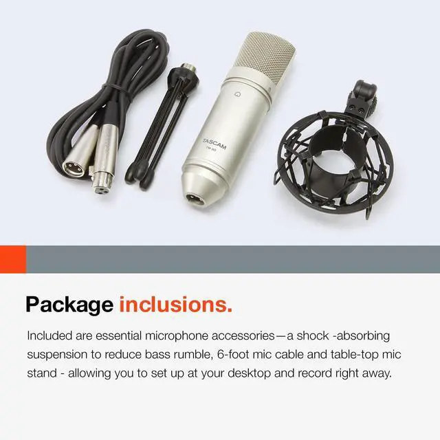 Alt view image 6 of 7 - Tascam TM-80 Large Diaphagm Condenser Microphone,Silver