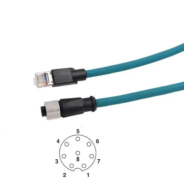 Alt view image 4 of 5 - Ethernet Network Cable M12 A-Coded 8 Pin Female to RJ45 Cat7e Patch Cord for Industrial Actuator Sensor Profibus Automation Application 15m