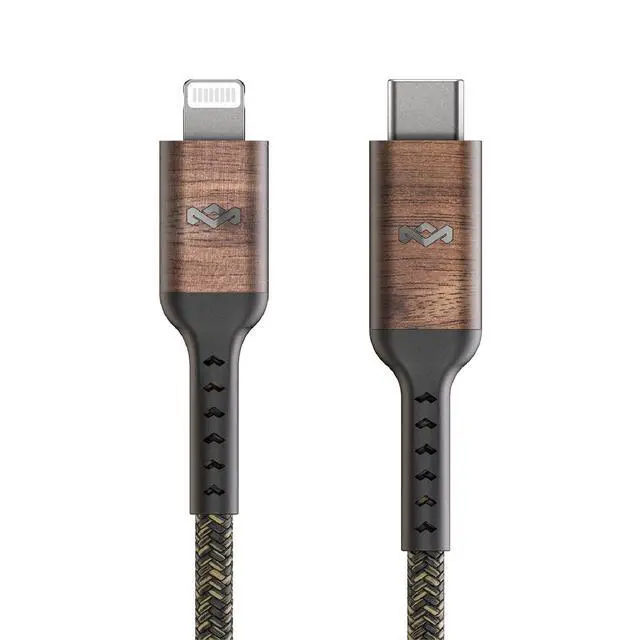 Alt view image 2 of 7 - House of Marley Rewind USB-C to Lightning Cable: Braided Charging Cable, USB-IF and MFI-Certified, 5ft Length, Made with Sustainable Materials