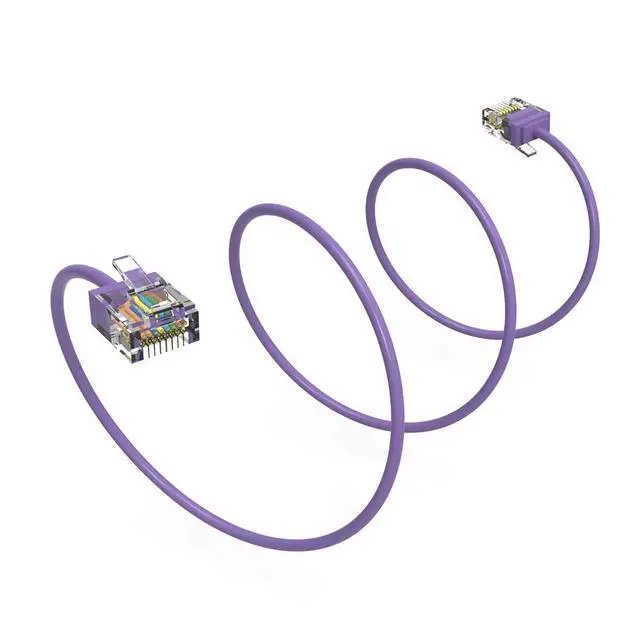 Alt view image 2 of 6 - Ultra Slim Cat6A Cable 10 FT (10 Pack) Networking, Super Slim CAT 6 Ethernet Patch Cord, 10Gigabit Super Thin RJ45 Connector Internet Cable for PC, Mac, Laptop, PS5, PS4, Xbox - Purple
