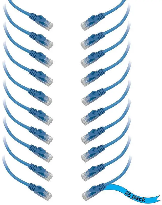 Main image of 2018 Cat6 2m Blue Patch Cable 25-Pack- 10Gbps 250Mhz, Gold Plated Tips, Sturdy machined snag Free Boot, Light Blue Color, Ideal for Constant use, Offices, Network Racks, ethernet Internet Cable