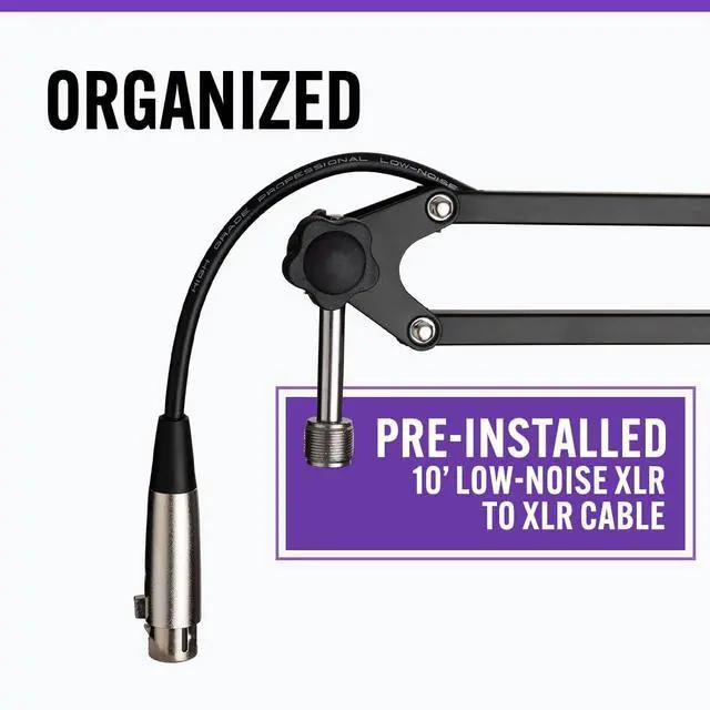 Alt view image 4 of 6 - OnStage On-Stage MBS5000 Broadcast/Webcast Microphone Boom Arm with XLR Cable