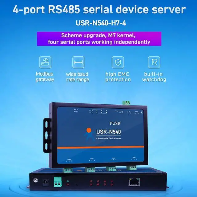 Alt view image 2 of 7 - New USR-N540 H7 Version 4 Ports RS485 to Ethernet Converter with Modbus RTU Serial to IP Network RJ45 TCP Industrial Module