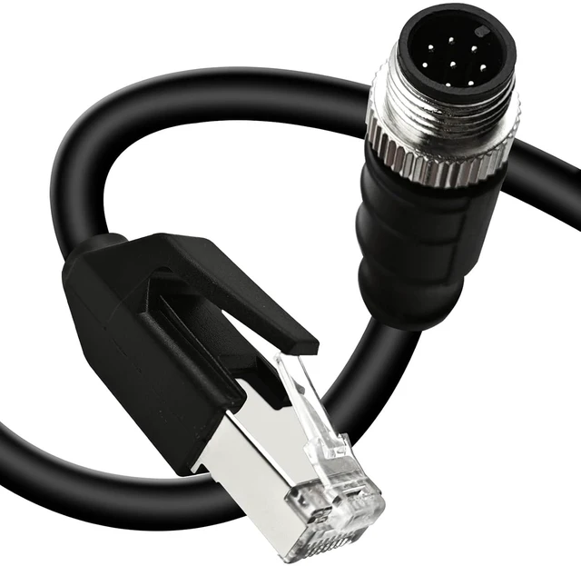 Main image of 32.8Ft M12 8 Pin A Code Male to RJ45 Industrial Ethernet Cable High Flexible Shielded Ethernet Cable for Industrial Camera 10M