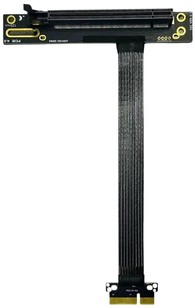 Alt view image 7 of 7 - PCI-E 4.0 to X4 16X Riser Extension Cable Gen4 PCIe Extender Silver-Plated Cord Flexible for GPU SSD Adapter(25cm,X4 to 4X)