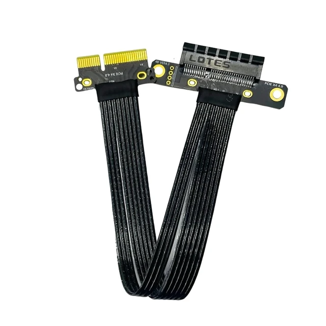 Alt view image 5 of 7 - PCI-E 4.0 to X4 16X Riser Extension Cable Gen4 PCIe Extender Silver-Plated Cord Flexible for GPU SSD Adapter(25cm,X4 to 4X)