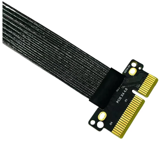 Alt view image 4 of 7 - PCI-E 4.0 to X4 16X Riser Extension Cable Gen4 PCIe Extender Silver-Plated Cord Flexible for GPU SSD Adapter(25cm,X4 to 4X)