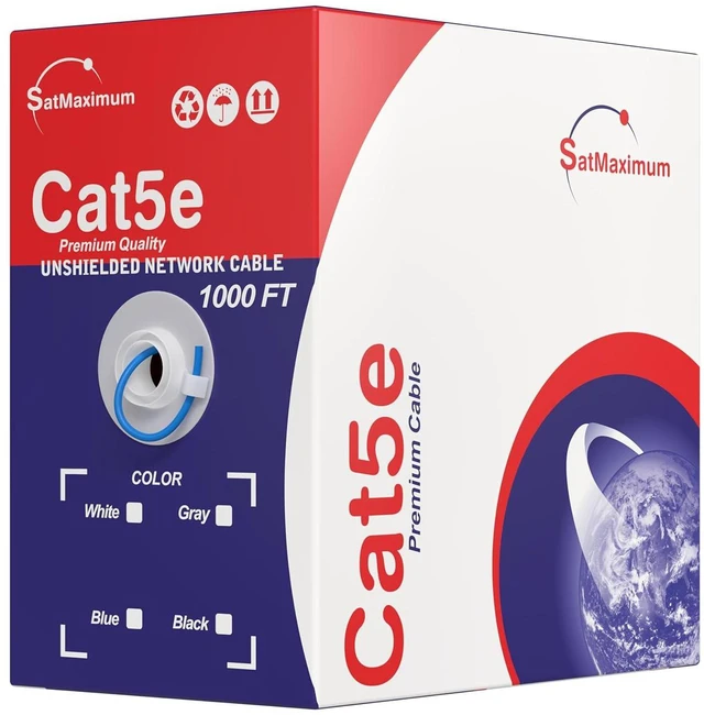 Alt view image 5 of 6 - 1000FT Cat5e Plenum Ethernet Cable (CMP), 24AWG Solid CCA (Copper Clad Aluminum), 350MHz, UTP Network LAN Wire (Unshielded, Blue)