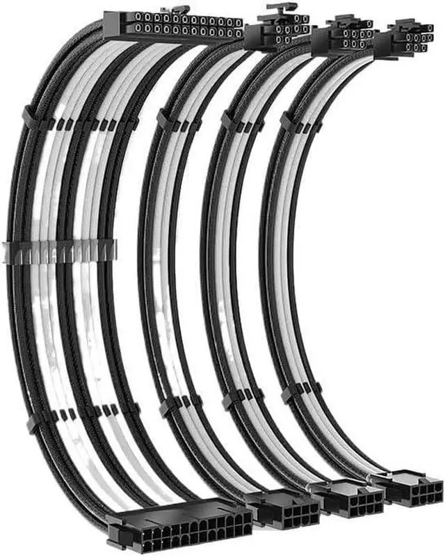 Main image of KUNSR 18AWG ATX 24Pin PCI-E 6+2Pin CPU 350mm PSU Extension Cable Kit(Black red Gray)