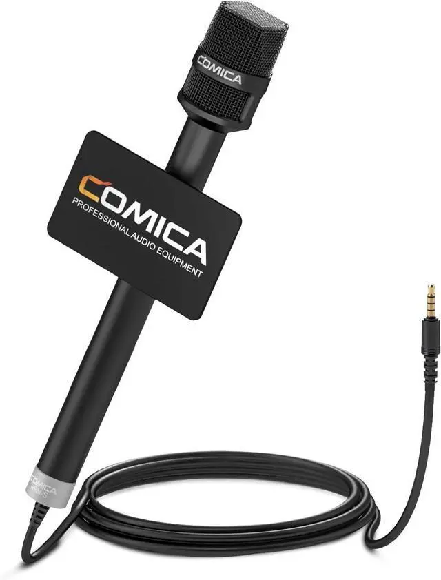 COMICA HRM-S Interview Handheld Microphone, 3.5mm TRRS Cardioid Condenser Reporter Microphone for Android Smartphone, DSLR Cameras, Laptops, Vocal Mic for Content Creators, Interviews, Reporting