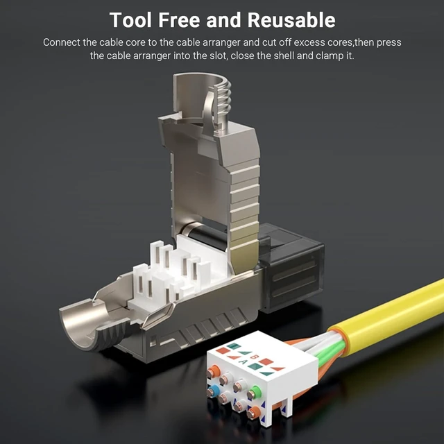 Alt view image 4 of 7 - 6-Pack RJ45 Connectors Tool Free Cat 8 and Cat7 Cat6A RJ45 Connector 6-Pack