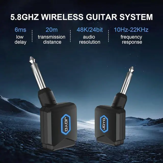 Alt view image 2 of 7 - 5.8Ghz Wireless Guitar Transmitter Receiver Bundle with AITONE 15 feet Instrument Cable