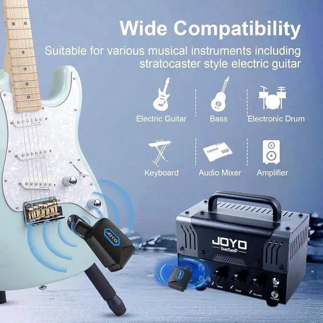 Alt view image 3 of 7 - 5.8Ghz Wireless Guitar Transmitter Receiver Bundle with AITONE 15 feet Instrument Cable